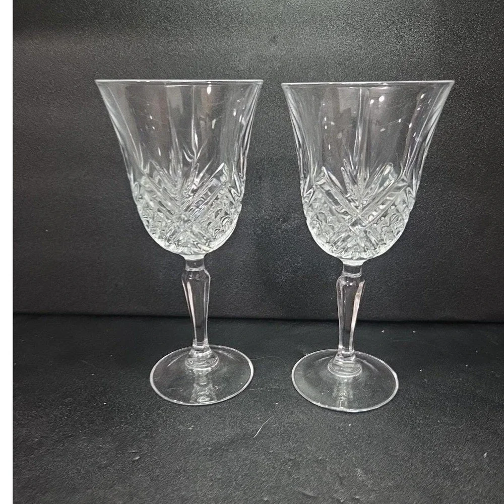 Cristal D'Arques Masquerade‎ Crystal Wine Glasses, Set of 2, Vintage Stemware